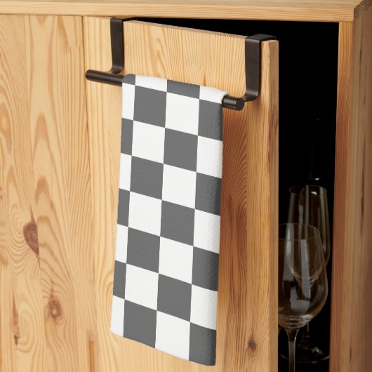 Linge De Cuisine Classic dark grey checkerboard (Pliage en tiers)