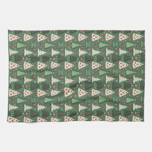 Linge De Cuisine Classic Green Christmas Tree Pattern Holiday (Horizontal)