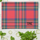 Linge De Cuisine Classic Holiday Red Tartan Plaid INITIALS Festive (Plié)