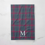 Linge De Cuisine Classic Navy and Red Tartan Plaid Christmas<br><div class="desc">Personalized kitchen towel for the holiday season featuring classic style navy blue and red Christmas plaid pattern with custom initial and name.</div>