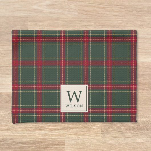 Linge De Cuisine Classic Noël Plaid Nom de famille Monogramme