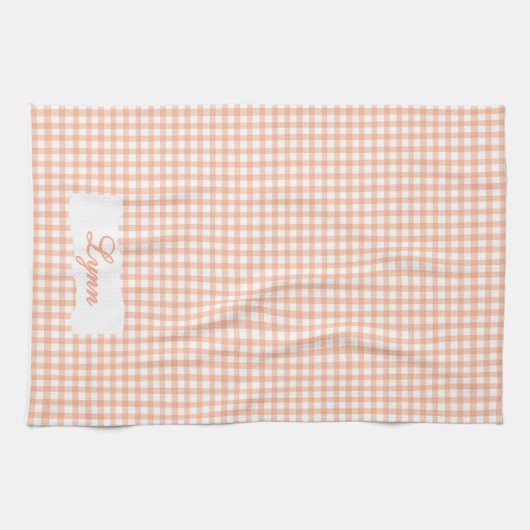 Linge De Cuisine Classic Orange & White Gingham | Personalized Name (Horizontal)