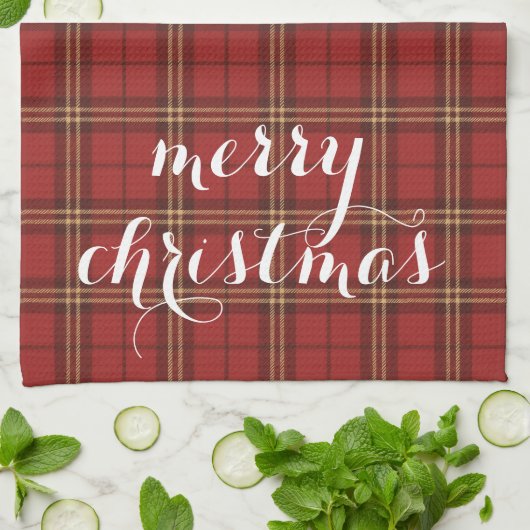 Linge De Cuisine Classic Plaid Merry Christmas Festive -  (Plié)