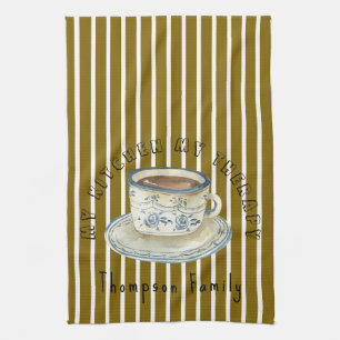 Linge De Cuisine Classic stripes monogramme café tasse illutration