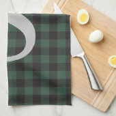 Linge De Cuisine Classic Vert Tartan Noir Plaid Monogramme (Quart Plié)