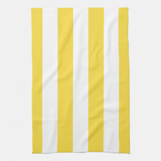 Linge De Cuisine Classic Wide Stripes, citron jaune et blanc (Vertical)