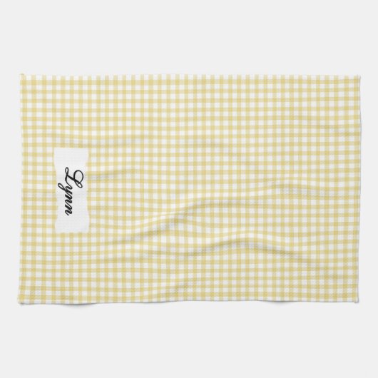 Linge De Cuisine Classic Yellow & White Gingham | Personalized Name (Horizontal)
