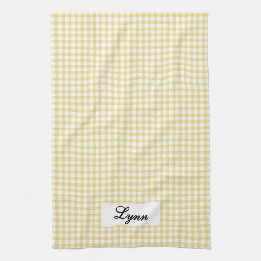 Linge De Cuisine Classic Yellow & White Gingham | Personalized Name (Vertical)
