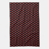 Linge De Cuisine Classique Cute Chic Retro Pois rouge sur Noir (Vertical)