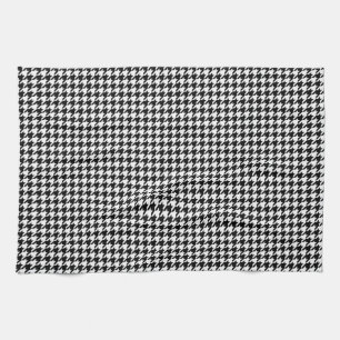 Linge De Cuisine Classique Houndstooth Noir Blanc