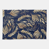 Linge De Cuisine Classy Gold Foliage Botanique Bleu Design (Horizontal)