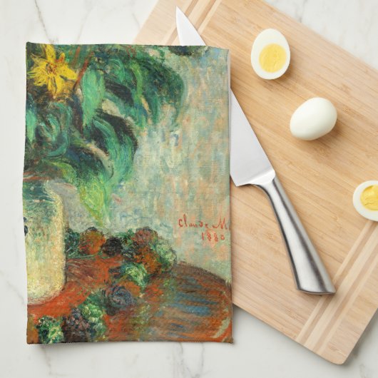 Linge De Cuisine Claude Monet - Fleurs d'artichauts de Jérusalem (Quart Plié)
