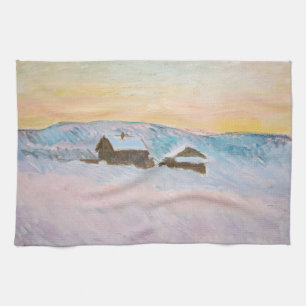 Linge De Cuisine Claude Monet - Paysage norvégien, Maisons bleues