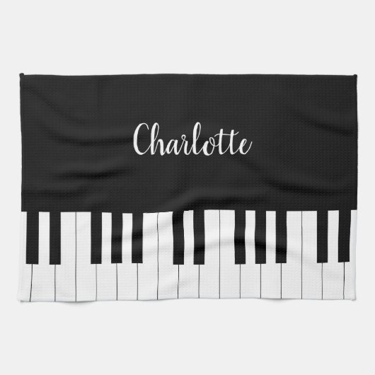 Linge De Cuisine Clavier de piano noir et blanc simple et élégant (Horizontal)