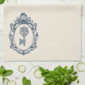 Linge De Cuisine Clé antique encadrée (Plié)