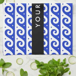 Linge De Cuisine Clé de méandre grecque, Clé de vague, Bleu, Votre 