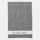 Linge De Cuisine Clé de méandre noire blanche (Vertical)