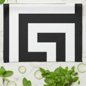 Linge De Cuisine Clé grecque blanche noire intemporelle simple (Plié)