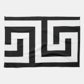 Linge De Cuisine Clé grecque blanche noire intemporelle simple (Horizontal)