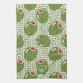 Linge De Cuisine Clé grecque méditerranéenne olive  (Vertical)