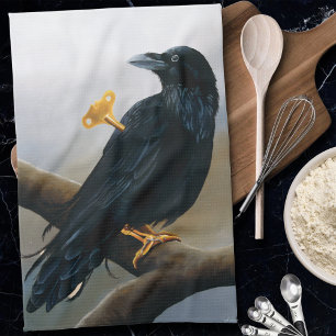 Linge De Cuisine Clé mécanique à remonter Steampunk Corbeau Noir