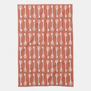 Linge De Cuisine Clés victoriennes de corail foncé