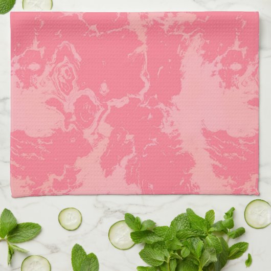 Linge De Cuisine Cloud marbré rose abstrait (Plié)