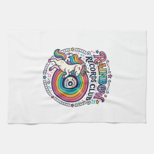 Linge De Cuisine Club de disques Licorne Arc-en-ciel Fond Blanc Mig