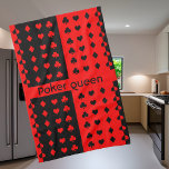 Linge De Cuisine Clubs, pique-nique, coeur, diamants - reine de pok<br><div class="desc">Design cool en noir et rouge pour tous les fans de poker et de pont et tous ceux qui aiment les symboles de la carte à jouer! Bonne idée cadeau pour elle !</div>