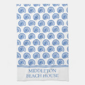 Linge De Cuisine Coastal Bleu et Blanc Coques Personnalisées (Vertical)