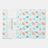 Linge De Cuisine Coastal Seashell Beach House Decor Family Name (Horizontal)