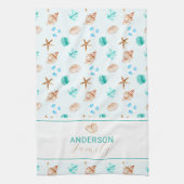 Linge De Cuisine Coastal Seashell Beach House Decor Family Name (Vertical)