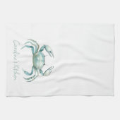 Linge De Cuisine Coastal Watercolor Crab Personalized (Horizontal)