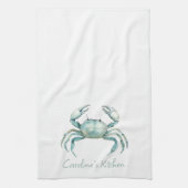 Linge De Cuisine Coastal Watercolor Crab Personalized (Vertical)