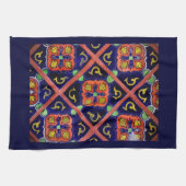 Linge De Cuisine Cobalt Blue Burange Orange Southwestern Tile Desig (Horizontal)