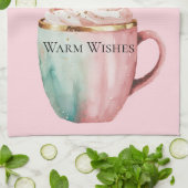 Linge De Cuisine Coca de Noël Or Blush Mint rose Chaleureux Voeux (Plié)