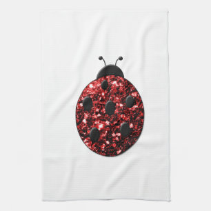 Linge De Cuisine Coccinelle rouge foncé faux paillettes scintillant