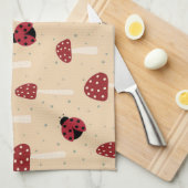 Linge De Cuisine Coccinelles et Champignons Rouges (Quart Plié)