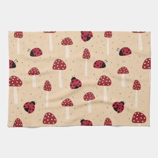 Linge De Cuisine Coccinelles et Champignons Rouges (Horizontal)