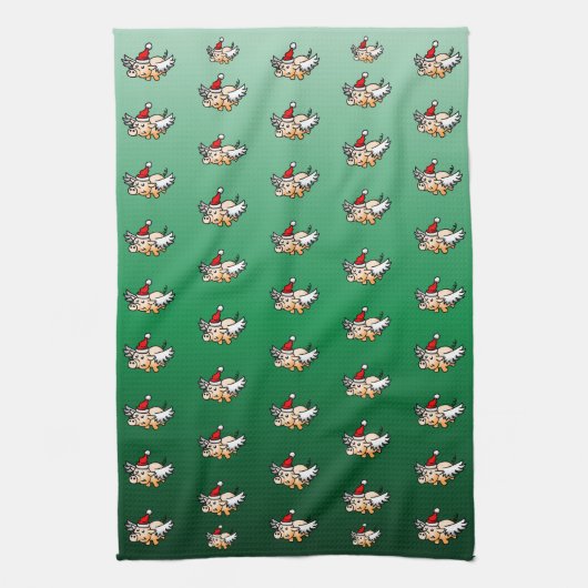Linge De Cuisine Cochon de Noël volant  (Vertical)