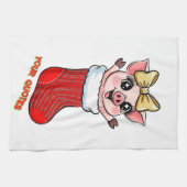 Linge De Cuisine Cochon mignon dans un bas de Noël (Horizontal)