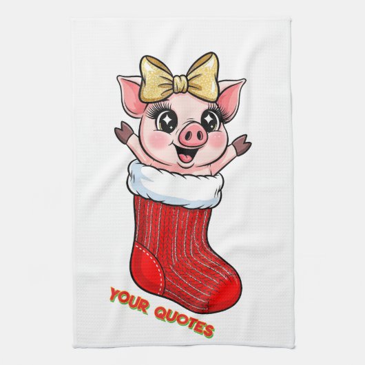 Linge De Cuisine Cochon mignon dans un bas de Noël (Vertical)