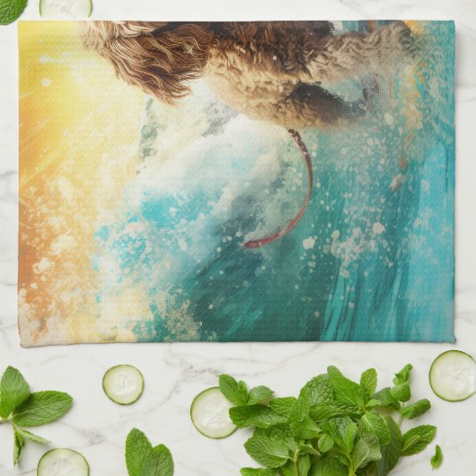 Linge De Cuisine Cockapoo Beach Surf Paining (Plié)