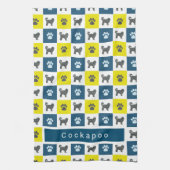 Linge De Cuisine Cockapoo Chien & Paw Yellow & Blue Grid (Vertical)