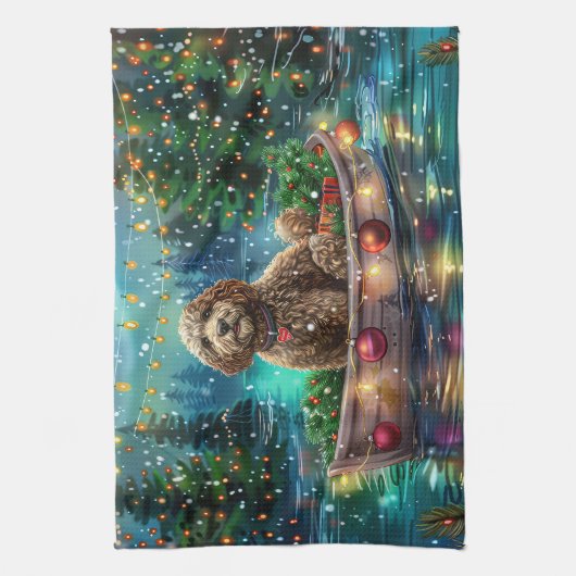 Linge De Cuisine Cockapoo Christmas Festive Voyage (Vertical)