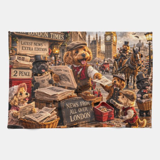 Linge De Cuisine Cockapoo London Œuvre d'Art Murale – Vintage (Horizontal)