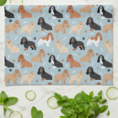 Linge De Cuisine Cocker Chiens espagnols Bones et Paws Blue (Plié)