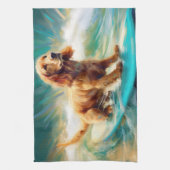 Linge De Cuisine Cocker Spaniel Beach Surf Peinture (Vertical)