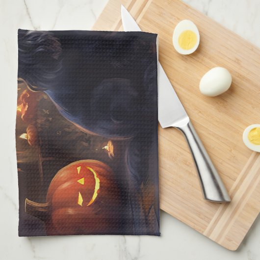 Linge De Cuisine Cocker Spaniel Citrouilles Halloween effrayant (Quart Plié)