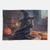 Linge De Cuisine Cocker Spaniel Citrouilles Halloween effrayant (Horizontal)